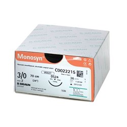 Aesculap Suture MONOSYN, Beige, DS13, 5/0, 3/8 Circle Reverse Cutting Micropoint, 45cm x 36-Pack