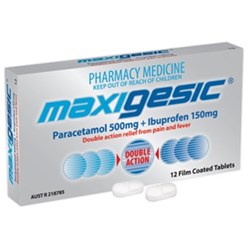 MAXIGESIC Paracetamol Anti Inflam Without Codeine Pack 12