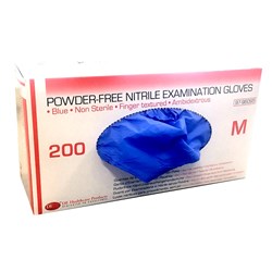 Gloves DE Nitrile Examination Pwd Free Medium Box 200