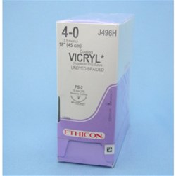 SUTURE Ethicon Vicryl 19mm 4/0 PS2 3/8 circle reverse cut x36