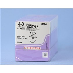SUTURE Ethicon Vicryl 16mm 4/0 PS4C Curve 1/2 Circ Rev Cutx12