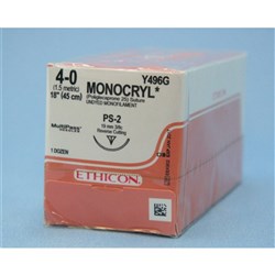 SUTURE Ethicon Monocryl 45cm U/D 4/0 PS2 x 12