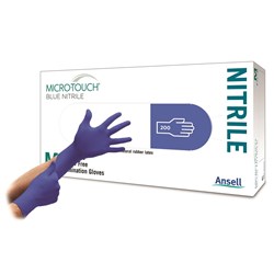 Ansell Gloves - Microtouch Blue Nitrile - Powder Free - Non Sterile - Extra Large, 200-Pack