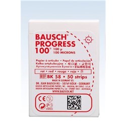 Bausch Progress Articulating Paper - Red - Pre-Cut Strips - 100u, 50-Pack