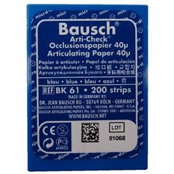 BAUSCH Articulating Paper BK61 Blue 200 Pre cut strips 40u