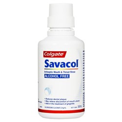 Colgate Savacol Alcohol Free Mouth and Throat Rinse - 300ml Bottles, 6-Pack