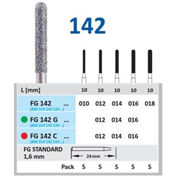 Horico Diamond Bur - 142-014 - Long Chamfer Round - High Speed, Friction Grip (FG), 1-Pack