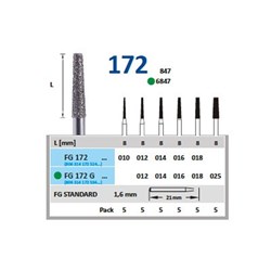 Horico Diamond Bur - 172G-014 - Flat End Taper - Coarse - High Speed, Friction Grip (FG), 1-Pack