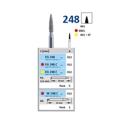 Horico Diamond Bur - 248C-012 - Flame Pointed - Fine - Slow Speed, Right Angle (RA), 1-Pack