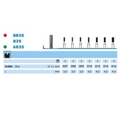 Komet Diamond Bur - 835-010 - Short Cylinder - Straight (HP), 5-Pack