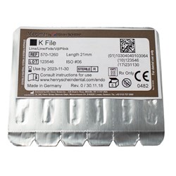 Henry Schein Maxima K Files - Sterile - 21mm - Size 8 - Grey, 6-Pack