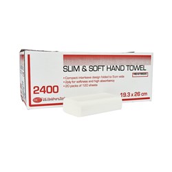 DE Slim & Soft Hand Towel 2ply 19.3 x 26cm 2400 sheets