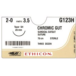 SUTURE Ethicon Chromic Gut 2/0 26mmSH 1/2circ taper pointx 36
