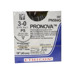 Johnson & Johnson Suture Ethicon Pronova Blue, 26 mm, 3/0, PS, 3/8 Circle, 45cm, 12-Pack