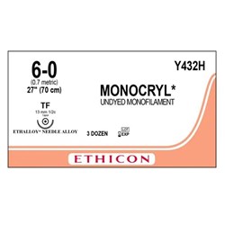 SUTURE Monocryl Undyed 6/0 70cm 36 each