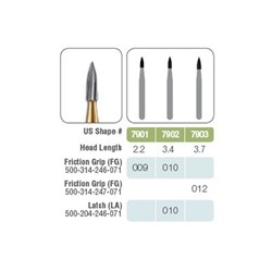 Kerr Jet Tungsten Carbide Bur - 7901-009 - Needle Trim and Finish - High Speed, Friction Grip (FG), 100-Pack