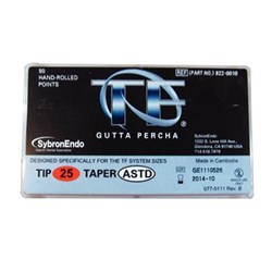 Kerr TF Gutta Percha Points - Size 25 - Assorted Taper .04 to .12, 50-Pack