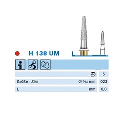 Komet Tungsten Carbide Bur - H138UM-023 - Cutter Fine - Straight (HP), 5-Pack