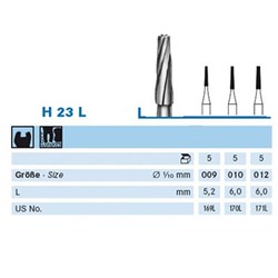 Komet Tungsten Carbide Bur - H23L-010 - Long Tapered - Straight (HP), 5-Pack