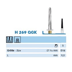 Komet Tungsten Carbide Bur - H269QGK-016 - Cross Cut - High Speed, Friction Grip (FG), 1-Pack