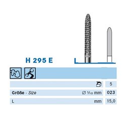 Komet Tungsten Carbide Bur - H295E-023 - Cutter Acrylic - Straight (HP), 5-Pack