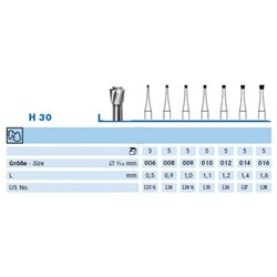 Komet Tungsten Carbide Bur - H30-012 - Inverted Cone - Straight (HP), 5-Pack