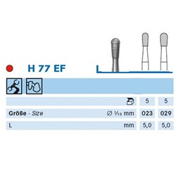 Komet Tungsten Carbide Bur - H77E-023 - Cutter Acrylics - Straight (HP), 5-Pack