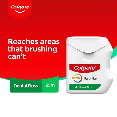 CG-1221707N - Colgate Total Mint Waxed Durable Dental Floss 25m x 6