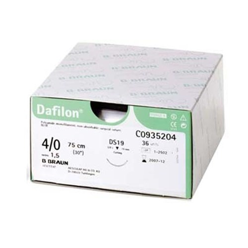 Aesculap Suture DAFILON, DS12, 6/0, 3/8 Circle Reverse Cutting, 45cm x 36-Pack