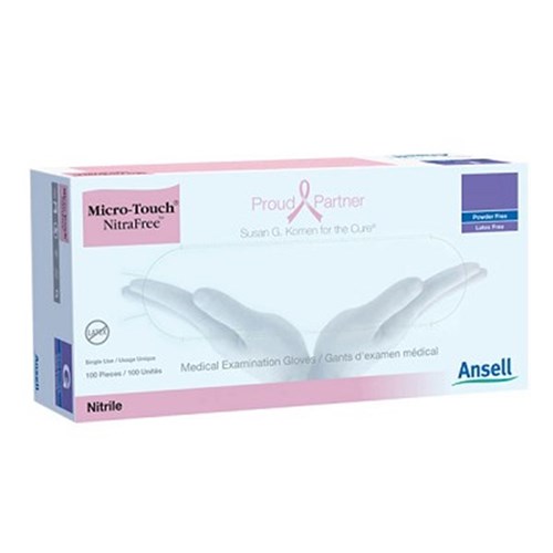 Ansell Gloves - Microtouch Nitrafree - Pink - Nitrile - Non-Latex - Powder Free - Small, 100-Pack