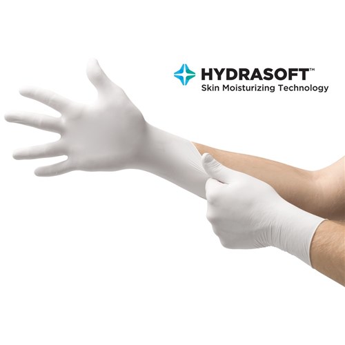 Ansell Gloves - Microflex Soft White Nitrile - Hydrasoft - Non Sterile - Powder Free - Extra Small, 100-Pack