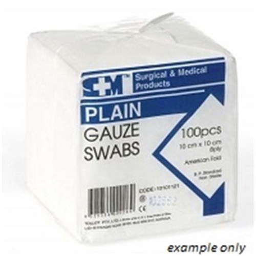 Gauze Swab 10 x 10cm 8 ply Woven Pack of 100