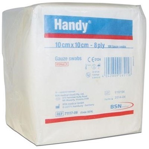 HANDY Gauze Swab Sterile 8ply 10 x 10cm Pack of 100