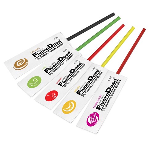 FLUORODOSE Fluoride Varnish Kit 8 x Each Flavor Pack of 40