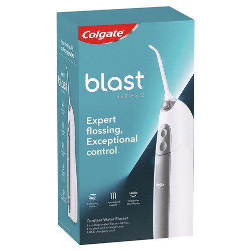 Colgate Blast Series 2 - Water Flosser - Cordless - Rechargeable, 1-Pack with 3 Nozzles