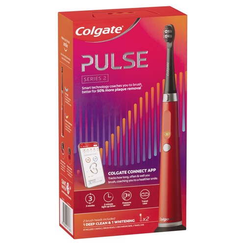 Colgate Electric Toothbrush - Pulse Series 2 - Deep Clean and White - Connected, 1-Pack with 2 Refill Heads