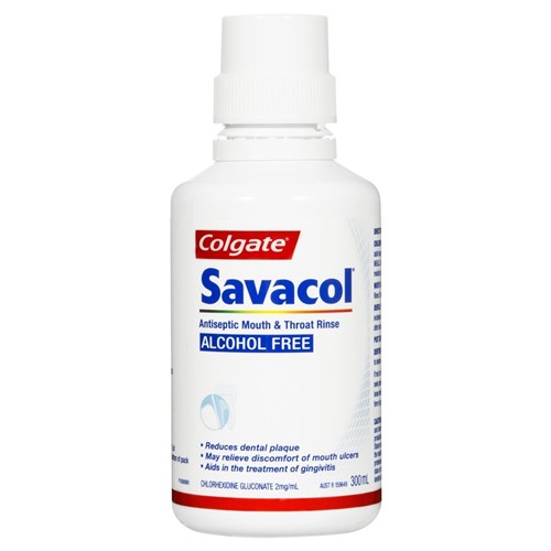 Colgate Savacol Alcohol Free Mouth and Throat Rinse - 300ml Bottles, 6-Pack