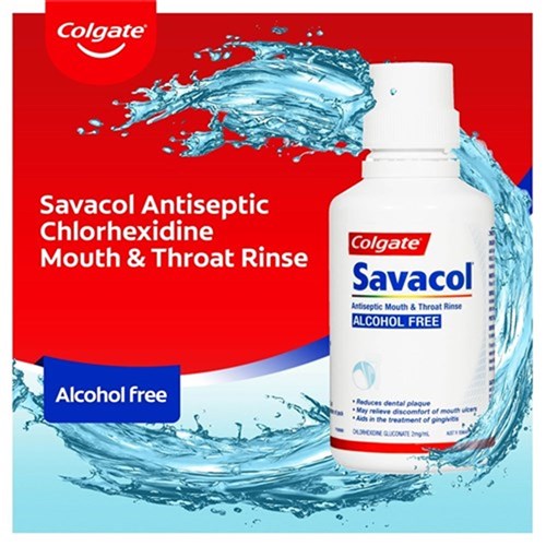 Colgate Savacol Alcohol Free Mouth and Throat Rinse - 300ml Bottles, 6-Pack