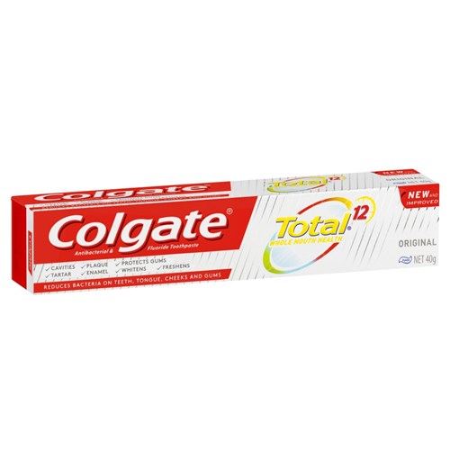 Colgate Toothpaste - Total Original Antibacterial Fluoride Toothpaste - 40g, 24-Pack