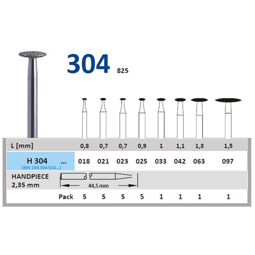 Horico Diamond Bur - 304-025 - Lenticular - Straight (HP), 1-Pack