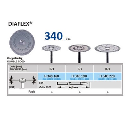 Horico Diamond Disc - 340-220 - Flexible - Double Sided - Fine - Straight (HP), 1-Pack