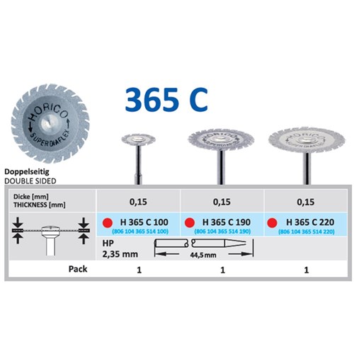 Horico Diamond Disc - 365C-190 - Superdiaflex - Fine - Double Sided - Straight (HP), 1-Pack