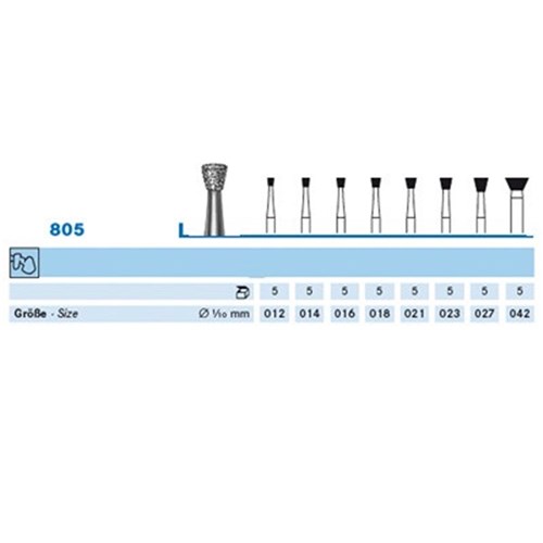 Komet Diamond Bur - 805-018 - Inverted Cone - Straight (HP), 5-Pack