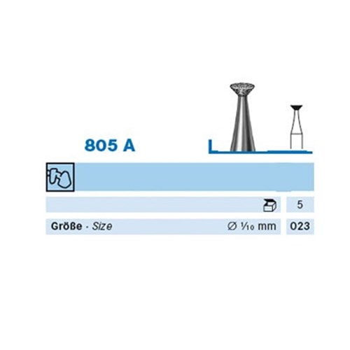 Komet Diamond Bur - 805A-023 - Inverted Cone Special - Straight (HP), 5-Pack