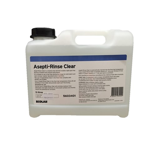 Ecolab Asepti Rinse - Clear Neutral Rinse Additive - 5L Bottle