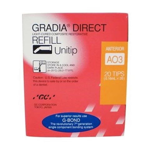 GC GRADIA DIRECT Anterior - Light-Cured Composite - Shade A03 - 0.3g Unitips, 20-Pack