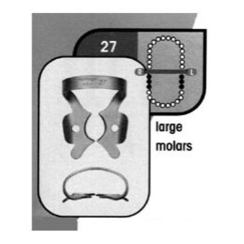 Rubber Dam CLAMP #27 Large Molars Satin Steel