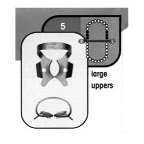 Rubber Dam CLAMP #5 Large Upper Molars Satin Steel