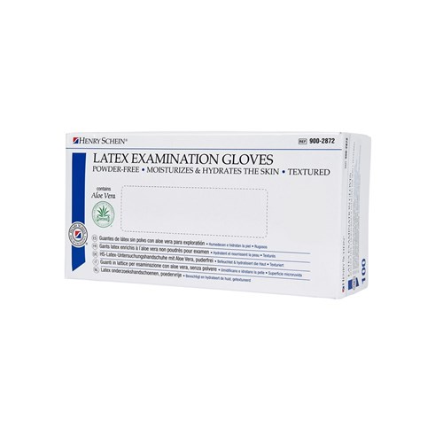 Henry Schein Gloves - Criterion - Aloe Vera - Latex - Non Sterile - Powder Free - Green - Medium, 100-Pack