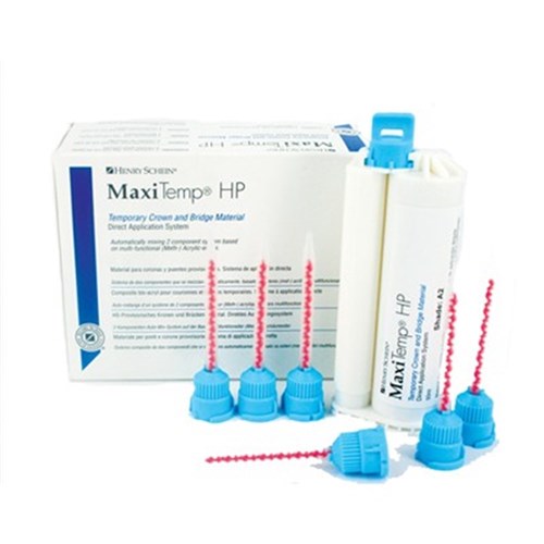 Henry Schein Maxitemp HP - Temporary Crown & Bridge - Shade Bleach, 1-Pack 50ml Cartridge and 6 Mixing Tips